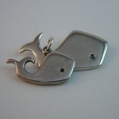 Mother Daughter Whale Necklace Set - 2 Sterling Silver Whale Pendants Unique Silver Jewelry For Anniversary Gift, Sterling Silver Charms Jewelry For Formal Occasions, Classic Sterling Silver Jewelry For Anniversary, Formal Sterling Silver Jewelry With Charms, Largest Whale, Whale Necklace, Baby Whale, Cutie Pie, Baby Ideas