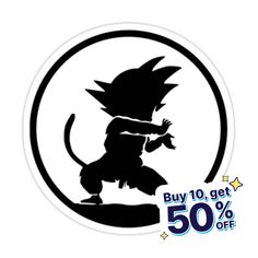 a sticker that says buy 10 get 50 % off with the image of a cartoon character