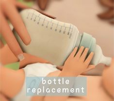 a bottle that is being held up to someone's face with the words bottle replacement in front of it