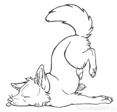 a drawing of a dog laying on its back