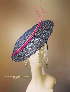 Kentucky derby fascinator in Navy and hot pink. FEEDBACK FROM THIS STYLE: This fascinator was everything and more!! All her hats are beautiful. I will buy again!! --Khari in New Orleans Structured, chic criss-cross woven material.   Easy-to-wear headband fascinator makes a statement, and can be worn to a myriad of events: Easter, Bridal, Derby-Wear, Del Mar Races, Hat Contests, Church, Gala, Kentucky Derby, Melbourne Cup, High Tea, Weddings, Cocktail Parties, Weddings, and More.  Some customization available; please message with your requests to see if we can meet your needs. *FREE SHIPPING  For more STATEMENT JEWELRY and HANDMADE HATS go to www.aimeesfuller.com Aimee Fuller has been a trusted online seller since 1999, and is excited to bring her creations back to Etsy.  Though often copie Handmade Fitted High Crown Mini Hats, Handmade Fitted Mini Hat With High Crown, Handmade Fitted Fascinator For Kentucky Derby, Handmade Fitted Fascinator For Races, Handmade Fitted Hat For Kentucky Derby, Fitted Mini Hats With Curved Brim For Races, Fitted Mini Hat With Curved Brim For Races, Fitted Cloche Mini Hat For Races, Handmade Adjustable Hats For Races