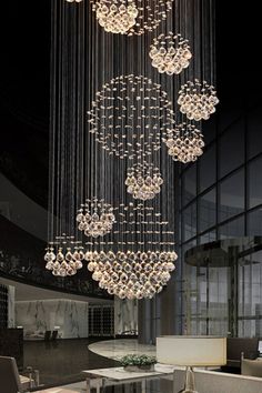 Multi-Balls Chrome Crystal Chandelier - SamuLighting Hallway Staircase, Duplex Villa, Designer Lights, Entryway Chandelier, High Ceiling Living Room, Types Of Ceilings, Foyer Chandelier, Staircase Chandelier, Pendant Ceiling Lamp