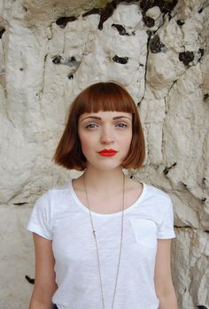 The Fiercest Lilliputian: Hair Styles Bob With Baby Bangs, Womens Bob Hairstyles, Bangs Haircut, Bobbed Hair, Love Things, Baby Bangs, Red Hair Don't Care, Bob Hairstyles With Bangs