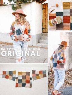 the crochet patchwork party cardi pattern is shown here