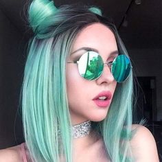 Green Wig, Hair Color Pastel, Ombre Wigs, Hair Color Blue, Pastel Hair, Hair Inspo Color