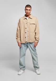 Urban Classics PAINTER'S JACKET - Trainingsjacke - beige Look At This Dude, Mens Fall Outfits, Beige Jeans, Jeans Beige, Outfit Primavera, Beige Outfit, Beige Jacket