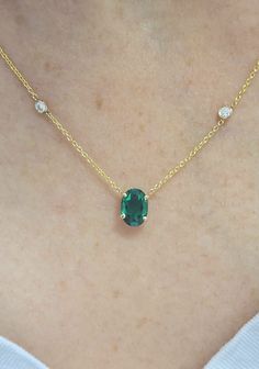 Perfect Emerald Diamonds Necklace for Wife to Be 7 x 5 mm Oval Pendant 14k Gold, Anniversary Necklace, Gold Necklace Gift, Wedding Necklace, Necklace for Bride. Setting Options (Choose & Checkout) White, rose or yellow Gold 14k or 18k Center Stone:  Emerald Chatham 7.00 x 5.00 mm  Carat weight 0.70 Color Green Clarity VS Cut Excellent  Side Diamond: 2 Diamond 0.10 Carat D VS1 Why ∙ It's ∙ Awesome ✓ Gemological Certificate  ✓ 20 Years of Experience ✓ 100% Original Designs ✓ Conflict-Free Diamonds & Gemstones ✓ Free USA Shipping ✓ Custom Orders ✓ Contact us for special request How ∙ Long ∙ It ∙ Takes Most of the world 1-2 Business days Thank a million for trusting and shopping with us 🥰 *All listing photos and designs are subject to copyright. *All rights reserved. SparkandBloomJewelry © 20 Classic Oval Emerald Necklace In Yellow Gold, Classic Oval Emerald Birthstone Necklace, Classic Yellow Gold Oval Emerald Necklace, Oval Emerald Gemstone Necklace In 14k Gold, Oval Emerald Necklace In 14k Gold, Oval Emerald Necklace With 14k Gold, Oval Emerald Gemstone Necklace For Weddings, Classic Oval Emerald Necklace, Oval Diamond Cut Emerald Necklace For Anniversary