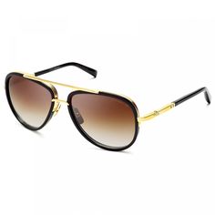 Introducing the stunning Dita MACH-TWO-DRX-2031-B-60 Shiny 18K Gold - Black / Brown to Clear-AR sunglasses, the epitome of luxury and sophistication. These exquisite frames from the renowned brand Dita are designed for the modern man who appreciates quality craftsmanship and timeless style. The frame color of these Dita sunglasses is a striking combination of shiny gold and sleek black, exuding class and elegance. The lens color transitions from rich brown to clear with an anti-reflective coating, ensuring optimal clarity and protection for your eyes. The 60mm lens socket width offers a bold and masculine look, while the titanium frame material provides durability and lightness for all-day comfort. The Dita MACH-TWO-DRX-2031-B-60 sunglasses feature a classic aviator style with a contempora Modern Luxury Aviator Sunglasses With Anti-reflective Coating, Luxury Elegant Men's Aviator Sunglasses, Luxury Designer Men's Aviator Sunglasses, Dita Sunglasses Men, Sigma Lifestyle, Apple Glasses, Dita Sunglasses, Black Aviator Sunglasses, Aviator Sunglasses Mens