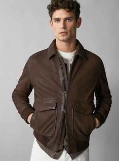 Premium Quality Mens Brown Bomber Real Suede Leather Jacket, Men's Clothing Real Leather Jacket, Tan Brown, Suede Leather, Real Leather, Bomber Jacket, Genuine Leather, Leather Jacket, Mens Outfits, Leather