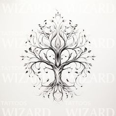 a tree with many branches and leaves in the shape of a heart on a white background