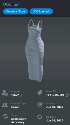 an image of a dress made out of plastic material with the text ugg item creator's store