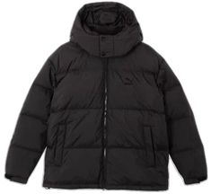 Black Down Puffer Jacket With Double-lined Hood, Black Puffer Jacket With Padded Collar For Outdoor, Black Puffer Jacket With Padded Collar For Outdoor Activities, Classic Black Hooded Outerwear, Sporty Black Down Outerwear, Black Urban Puffer Jacket With Padded Collar, Casual Black Down Puffer Jacket, Urban Black Down Outerwear, Urban Black Down Puffer Jacket