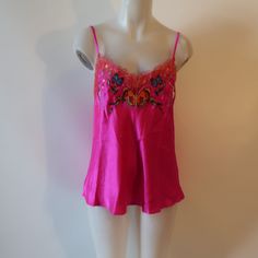 Nwt Womens Boheme Los Angeles 100% Silk Hot Pink Embroidered Design Camisole Xl Lace Trim Lined Adjustable Straps Retail: $202 Material: 100% Silk Measurements (Flat): Length: 20" Armpit: 17" New With Tags.. (#4). 4479_mutt- 1 Spring Embroidered Camisole, Vacation Camisole Top With Floral Embroidery, Floral Embroidered Camisole Tops For Vacation, Floral Embroidery Camisole Tops For Vacation, Embroidered Sleeveless Camisole, Embroidered Camisole Tops For Spring, Spring Embroidered Camisole Top, Fitted Embroidered Camisole Top, Embroidered V-neck Tank Top For Spring