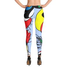 Colorful Figure w Flower Design RegiaArt - Leggings Flower Leggings, Flower Design, Flower Designs