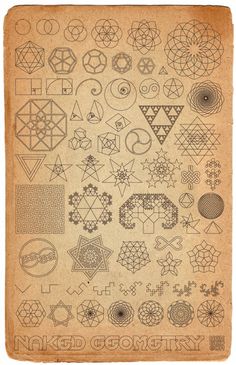 an old paper with many different symbols on it