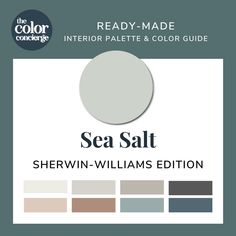 the color scheme for sea salt is shown in shades of gray, brown and white