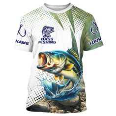 a white shirt with a large fish on it