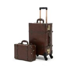 Inspired by the greatest period of traveling, the roaring 1920s, Cotrunkages handcrafted vintage carry on luggage set features a dense wrap-around pu leather body that is complemented by heavy-duty corned stitching for maximum protection. The soft leather handle is plush to the touch and wears handsomely over time as the bronze TSA locks lighten with every adventure. Weve also woven art print lining across the entire bag for a touch of detail and chic flair to sharpen your look. So prepare to bo Brown Luggage, 3 Piece Luggage Set, Leather Suitcase, Vintage Suitcase, Bag Suitcase, Vintage Luggage, Carry On Suitcase, Train Case, Caramel Brown