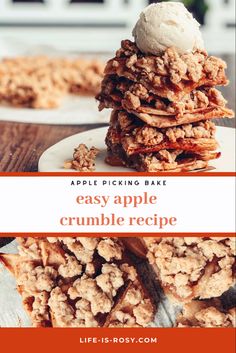 a stack of crumbled cookies with ice cream on top and the words perfect for thanksgiving