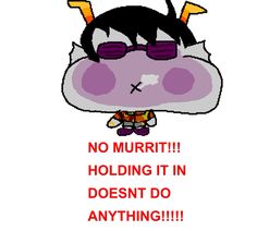 a cartoon cow wearing sunglasses with the caption no murriti holding it in doesn't do anything