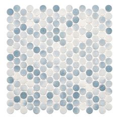 a white and blue tile with circles on it