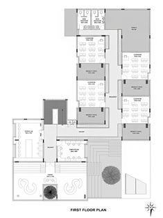 the first floor plan for an office building