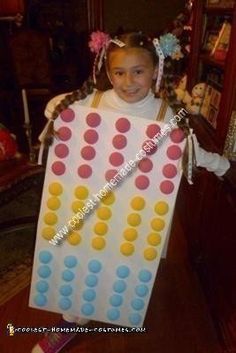 This Candy Dots Costume is made of 2 pieces of foam board, Styrofoam balls, cut in half, paint dots, colors of your choice (we went traditional) and h... Dream Endless, Circus Food, Graduation Brunch, Homemade Candy Bars, Candy Props, Christmas Parade Floats, Candy Dots, Candy Costumes, Candy Buttons