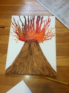 Elemental Activities For Kids, Volcano Arts And Crafts, Volcano Crafts For Preschoolers, Volcano Art Preschool, Preschool Volcano Activities, Volcano Art For Kids, Volcano Craft Preschool, Volcano Crafts, Volcano Project For Kids