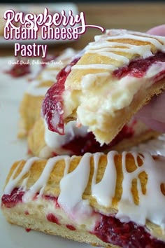 raspberry cream cheese pastry with icing on top