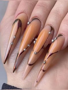 Stilleto Nails Designs, Edgy Nails, Pink Nail Art, Shiny Nails, Unique Acrylic Nails, Orange Nails, Funky Nails, Dope Nails