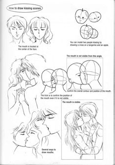 an instruction manual showing how to draw kissing scenes