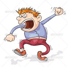 a cartoon man running with his mouth open