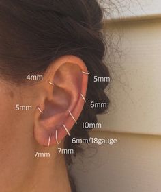 a woman's ear is shown with measurements for the size and shape of her ears