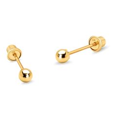 PRICES MAY VARY. 14k Yellow Gold 14k Gold Post and Ball Backing Screwback, Screw Back Ball Earrings Size : 2mm x 2mm All our products are American Society for Testing and Material (ASTM) testing approved. Additionally, all of our childrens' earrings comply with applicable Children's Product Safety regulations which means they have been strictly tested and approved for the safety of your children. These beautiful earrings are composed of 14k solid gold. The gold plating enhances its shininess to Infant Earrings, Baby Jewelry Gold, Earrings Amazon, Baby Earrings, Gold Earrings For Women, Big Hoop Earrings, Baby Jewelry, Kids Earrings