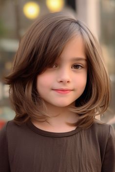 Girls Short Haircut Kids Shoulder Length With Bangs, Girl Hair Cuts Medium Length Kids, Girl Curtain Bangs Haircut Kids, Kids Short Haircuts Girl Hair, Shoulder Length Hair For Girls Little, Hair Cut Girls Children, Hair Color For Kids Girls Summer, Bob Hairstyles For Girls Kids, Girl Shoulder Length Hair Kids