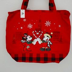 Beautiful New Red Minnie Mouse Bag For Gift, Disney Mickey Mouse Bags For Gifts, Disney Minnie Mouse Red Bags, Cute Red Bag For Disney Trips, Cute Red Minnie Mouse Bag, Red Mickey Mouse Casual Bag, Trendy Red Bags For Disney Trips, Casual Red Mickey Mouse Bag, Red Minnie Mouse Bag For Disney Fan Events