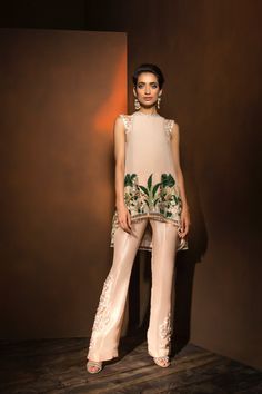 Pastel Fantasy – Saira Shakira Elegant Fitted Silk Chiffon Sets, Chic Silk Pant Set For Party, Elegant Silk Pant Set With Sheer Dupatta, Designer Silk Pant Set For Summer, Chic Silk Designer Wear Sets, Silk Designer Sets In Chic Style, Chic Silk Palazzo Set For Party, Chic Silk Sets For Designer Wear, Saira Shakira