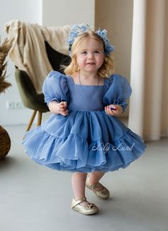 Buy Navy Blue First Birthday Dress Flower Girl Dress Puffy Online in India - Etsy Kids Dress Collection, Baby Party Dress, First Birthday Dresses, Birthday Girl Dress, Kids Gown