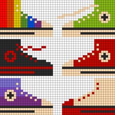 the cross stitch pattern shows different types of shoes