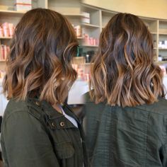 Taglio+balayage Beachy Brunette, Bob Hairstyles Medium, Balayage Lob, Long Bob Haircuts, Balayage Brunette