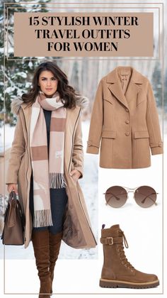 Not sure what to wear for your next winter trip? This article shares 15 stylish winter travel outfits that are perfect for any destination. Save this pin to nail your cold-weather travel look! Washington Winter Outfits, Outfits For Napa Valley Winter, Winter Girls Trip Outfits, Cabin Getaway Outfit, Winter Outfits Over 40, What To Wear For Winter, Winter Clothes Women Casual, Travel Outfits For Women, Cold Weather Travel