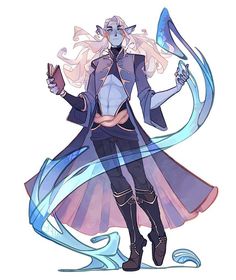 a drawing of a woman with long white hair and blue eyes, holding a phone