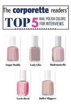 nail polish colors for interviews - clean and classic! Clean Nail Polish Colors, Work Appropriate Nails, Essie Mademoiselle, Interview Nails, Mauve Nails, Fun Nail Colors, Nail Art Pictures, Spring Nail Colors, Classic Nails