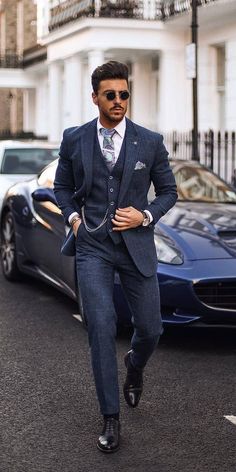 Men Blazer Outfit Casual, Navy Tweed Suit, Men Blazer Outfit, Blazer Outfits Casual, Tweed Waistcoat, Tweed Suit, Designer Suits For Men, Bridal Magazine, Classy Men