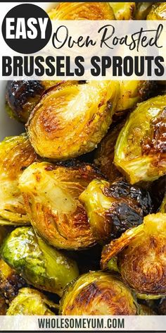 roasted brussel sprouts with text overlay