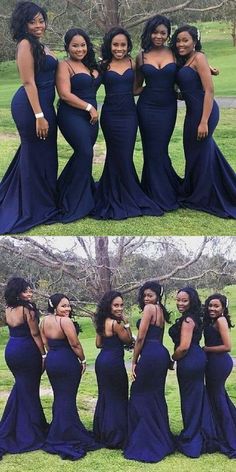 the bridesmaids are posing for pictures in their dresses