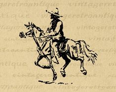 a drawing of a man riding on the back of a horse in front of an old paper