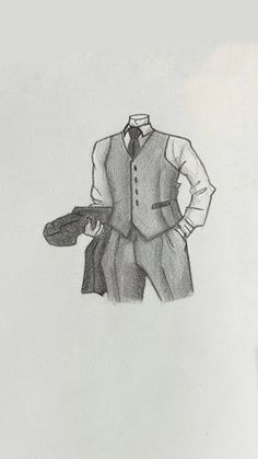 a drawing of a man in a suit and tie