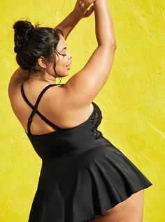 Black Side Tie Swim DressBlack Side Tie Swim Dress, DEEP BLACK Side Dress, Rainbow Mermaid, Mermaid Print, Dress Images, Great Lengths, Black Side, One Piece Swim, Deep Black, Plus Size Swimwear