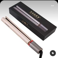 New S.V.G.E.V 2 In 1 Pro Hair Styler Pro Ceramic Iron Reduces Frizz 250-450 Heat Range Luxx Air Pro, Heated Hair Rollers, No Heat Hair Curlers, Heatless Curls Overnight, Mini Hair Straightener, Ceramic Brush, Professional Hair Straightener, Pro Hair, Hair Straightener And Curler